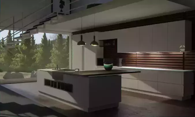 Modern Kitchen Interior Scene for Cycles