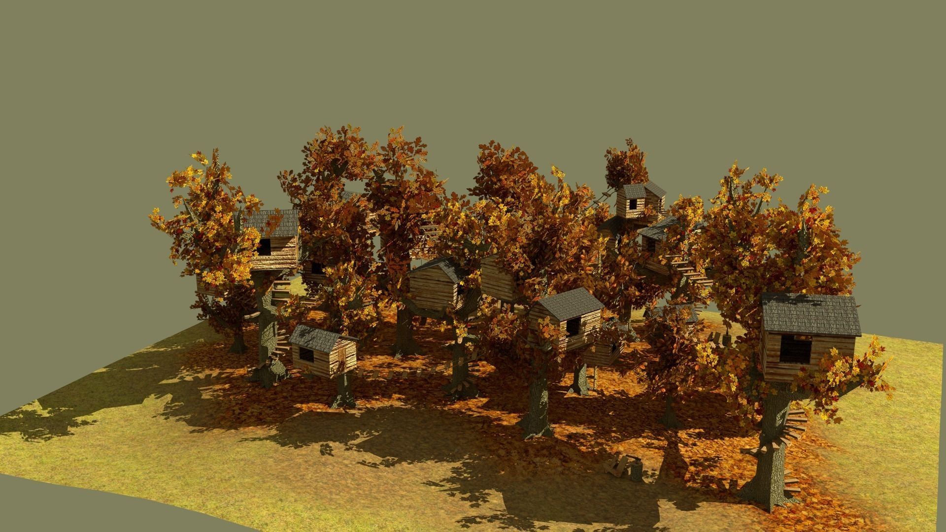 treetop village Low-poly 3D model_10