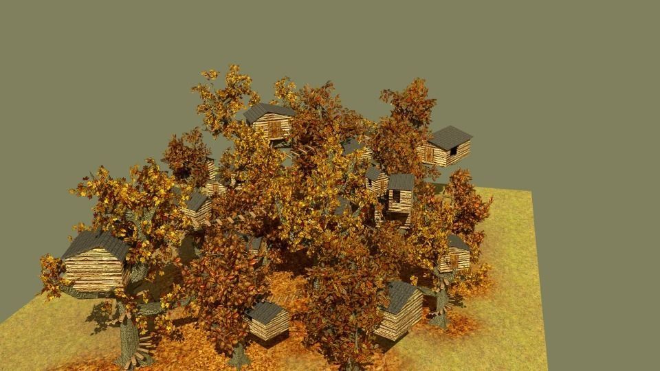 treetop village Low-poly 3D model_1