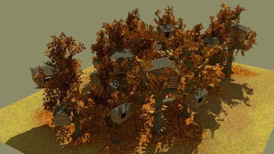 treetop village Low-poly 3D model_2