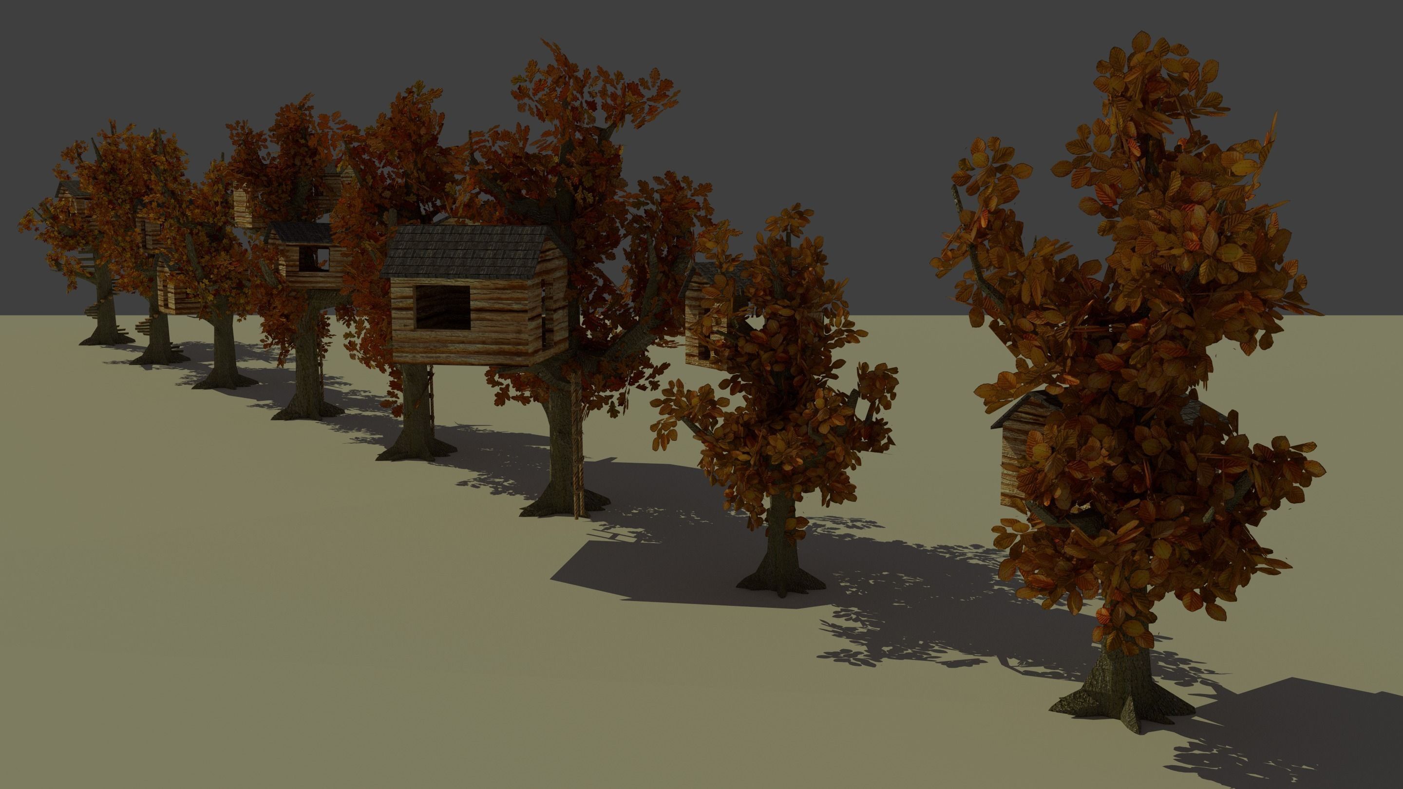 treetop village Low-poly 3D model_12