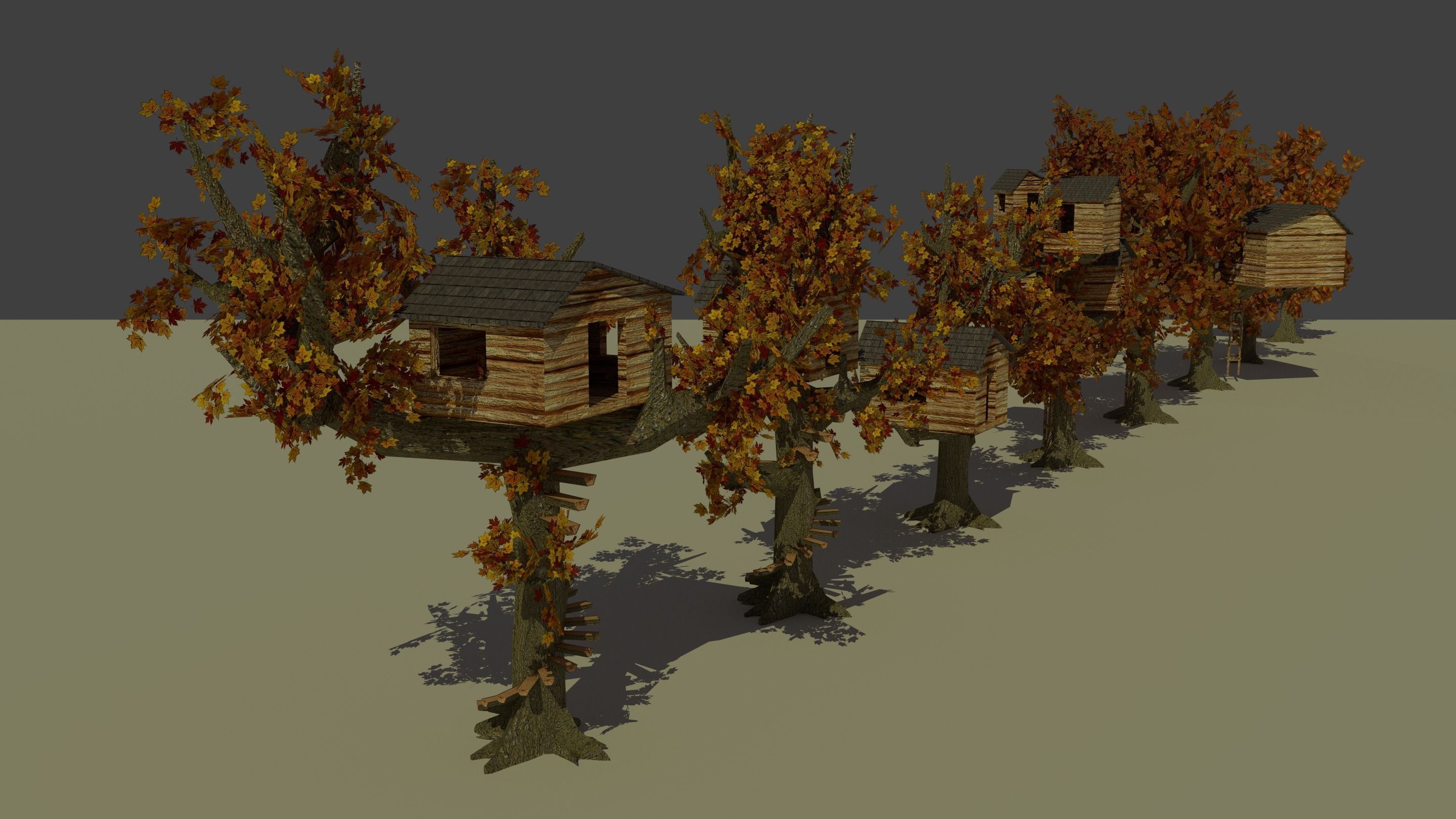 treetop village Low-poly 3D model_14