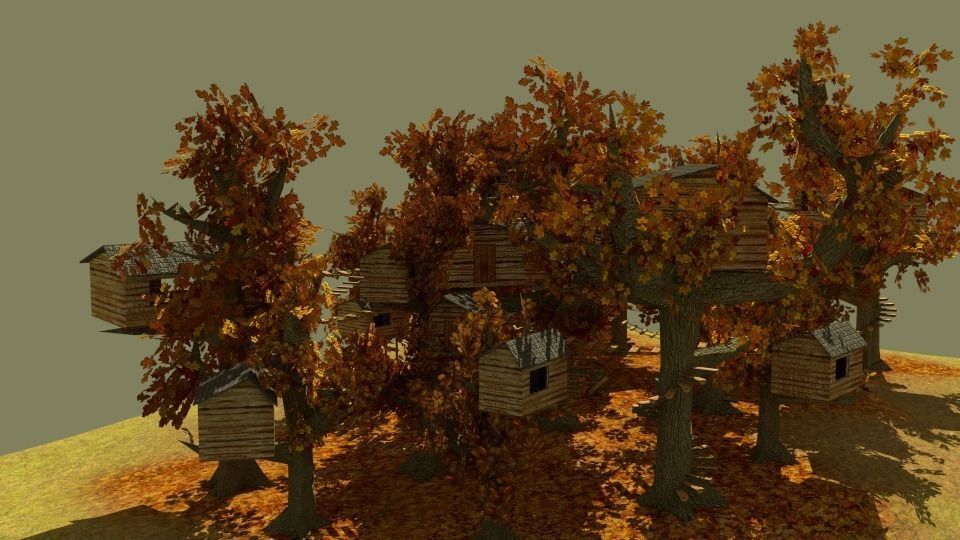 treetop village Low-poly 3D model_6