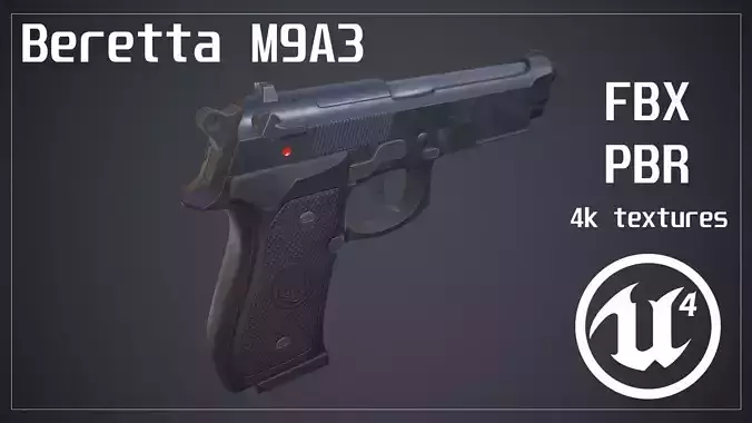 Beretta M9A3 Pistol Low-poly 3D model