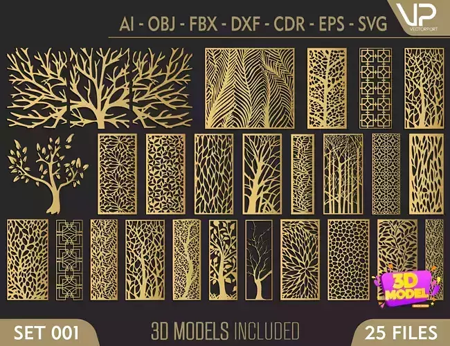 25 Decorative panels 3D model SET 001 3D model