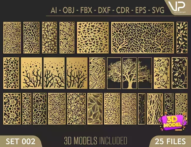 25 Decorative panels 3D model SET 002 3D model