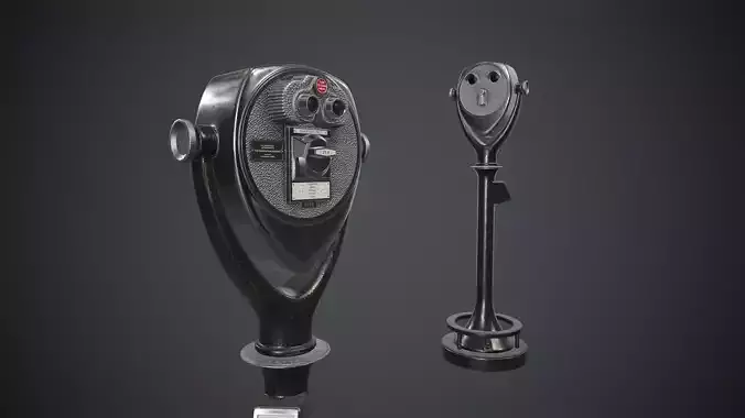 Coin-operated Telescope Binoculars PBR Game Ready Low-poly 3D model