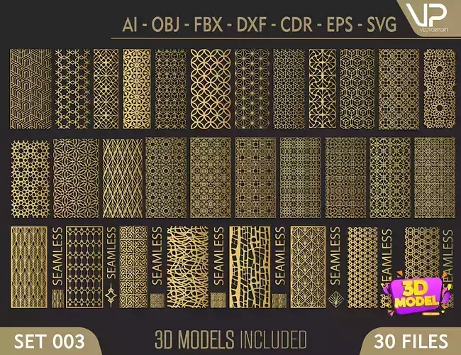 25 Decorative panels 3D model SET 003 3D model