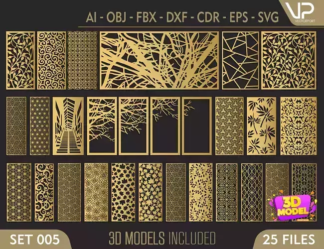 25 Decorative panels 3D model SET 005 3D model