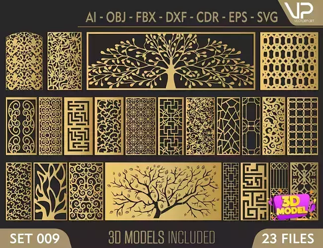 23 Decorative panels 3D model SET 009 3D model