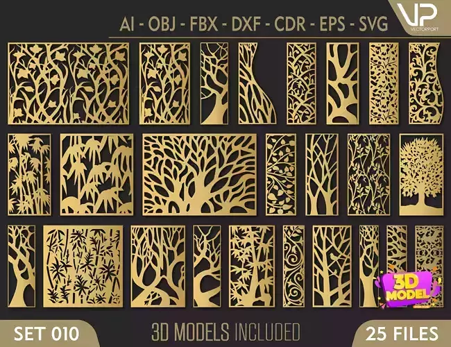 25 Decorative panels 3D model SET 010 3D model