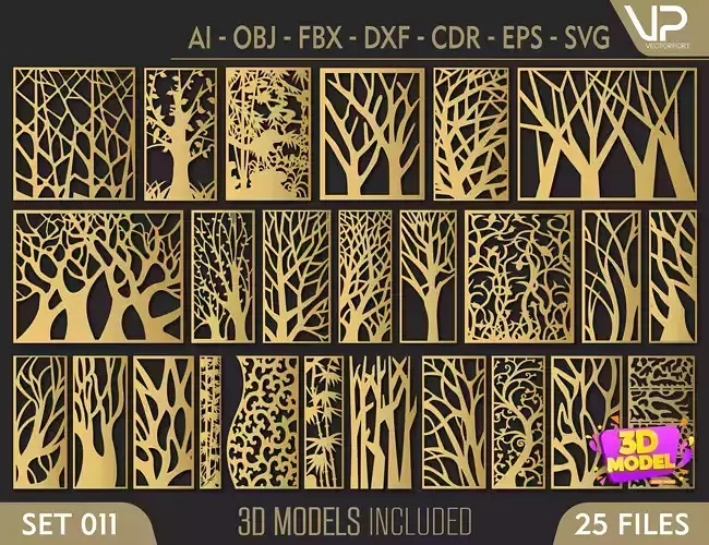 25 Decorative panels 3D model SET 011 3D model