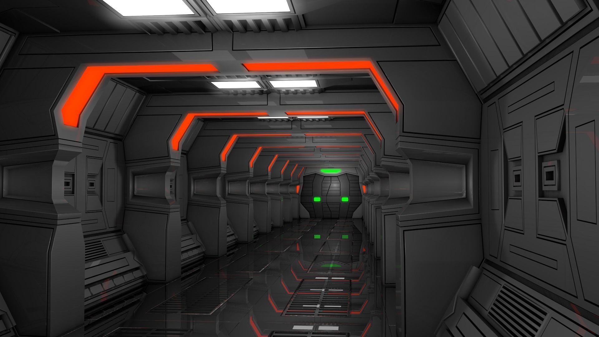 Sci Fi Corridor 3D model_2