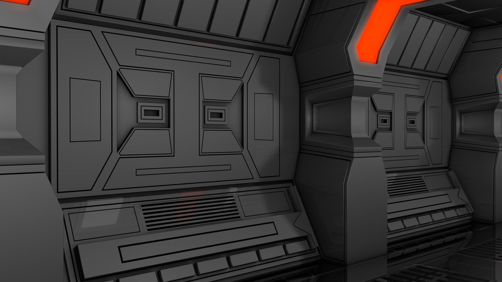 Sci Fi Corridor 3D model_6