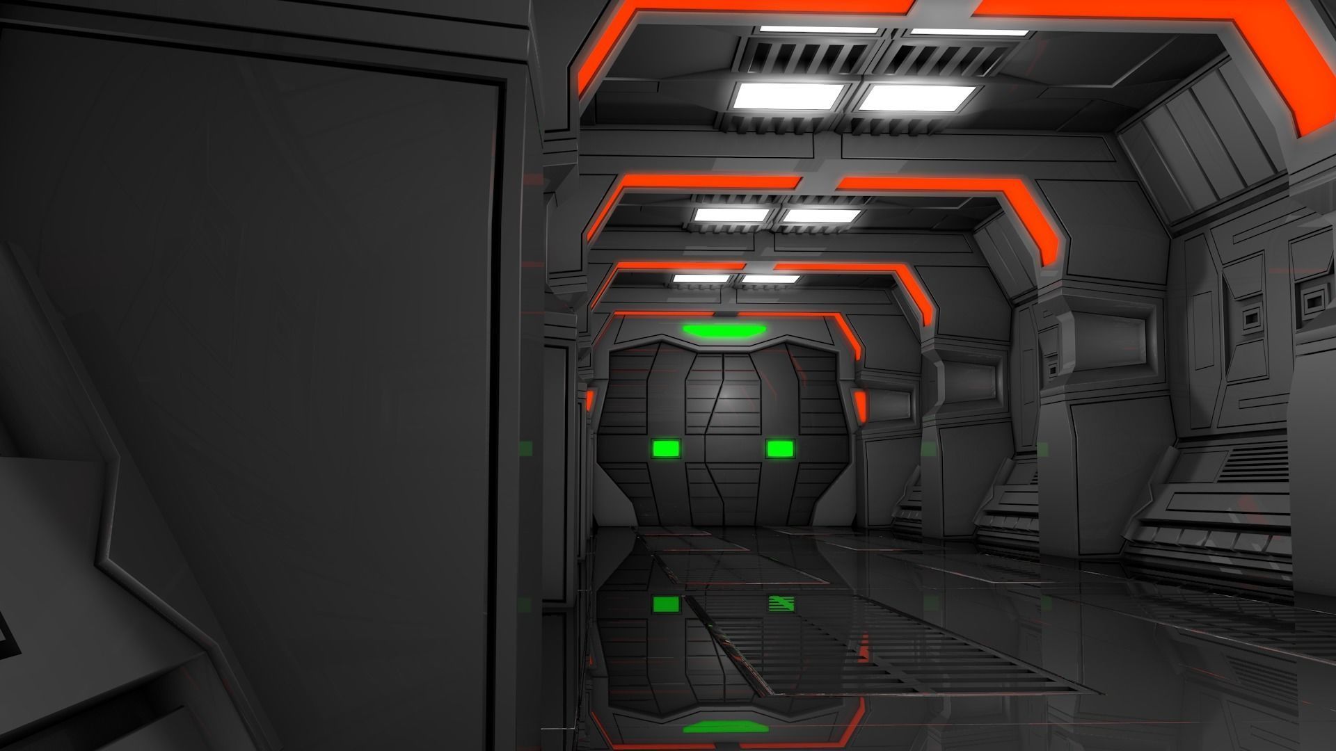 Sci Fi Corridor 3D model_3