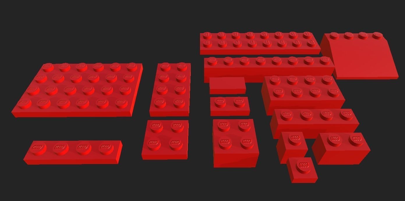 Extreme Low-Poly Lego Set Low-poly 3D model_4