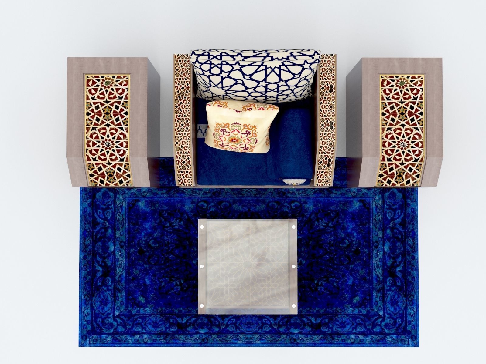 Moroccan Sofa with Tables and Carpet 01  3D model_1