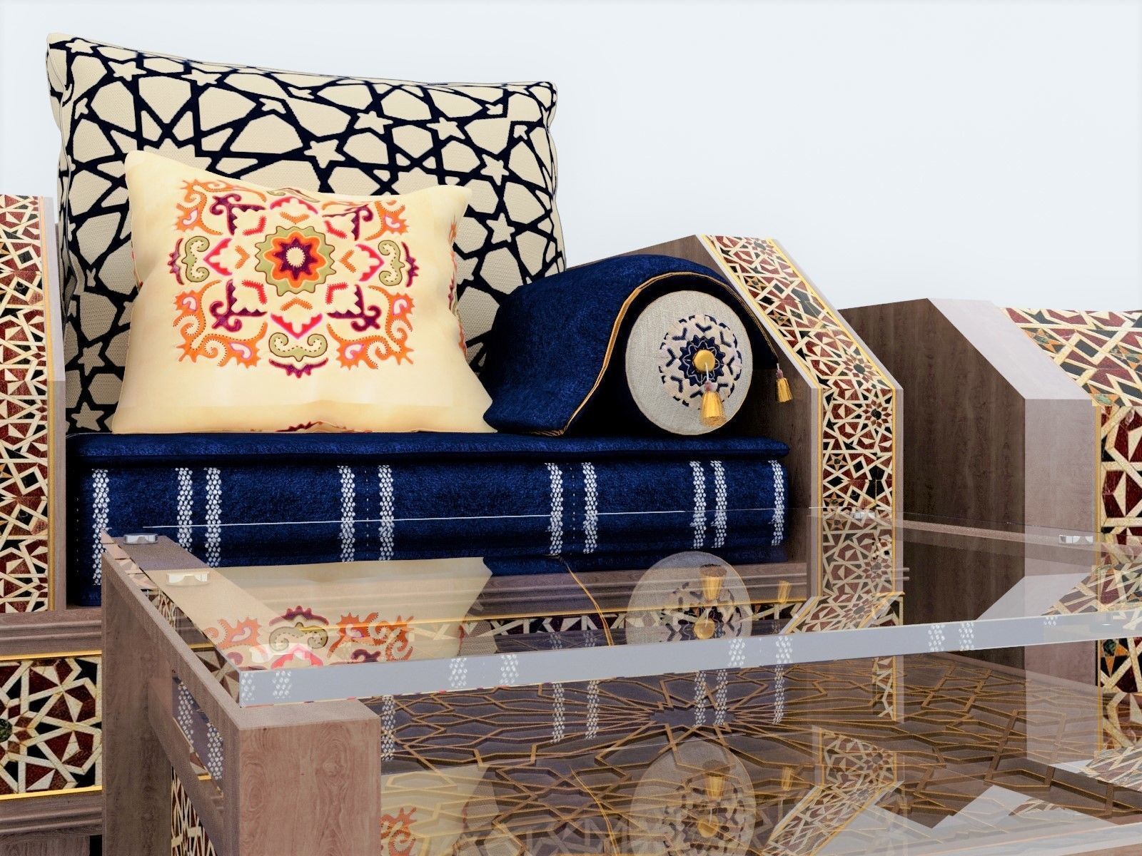 Moroccan Sofa with Tables and Carpet 01  3D model_19