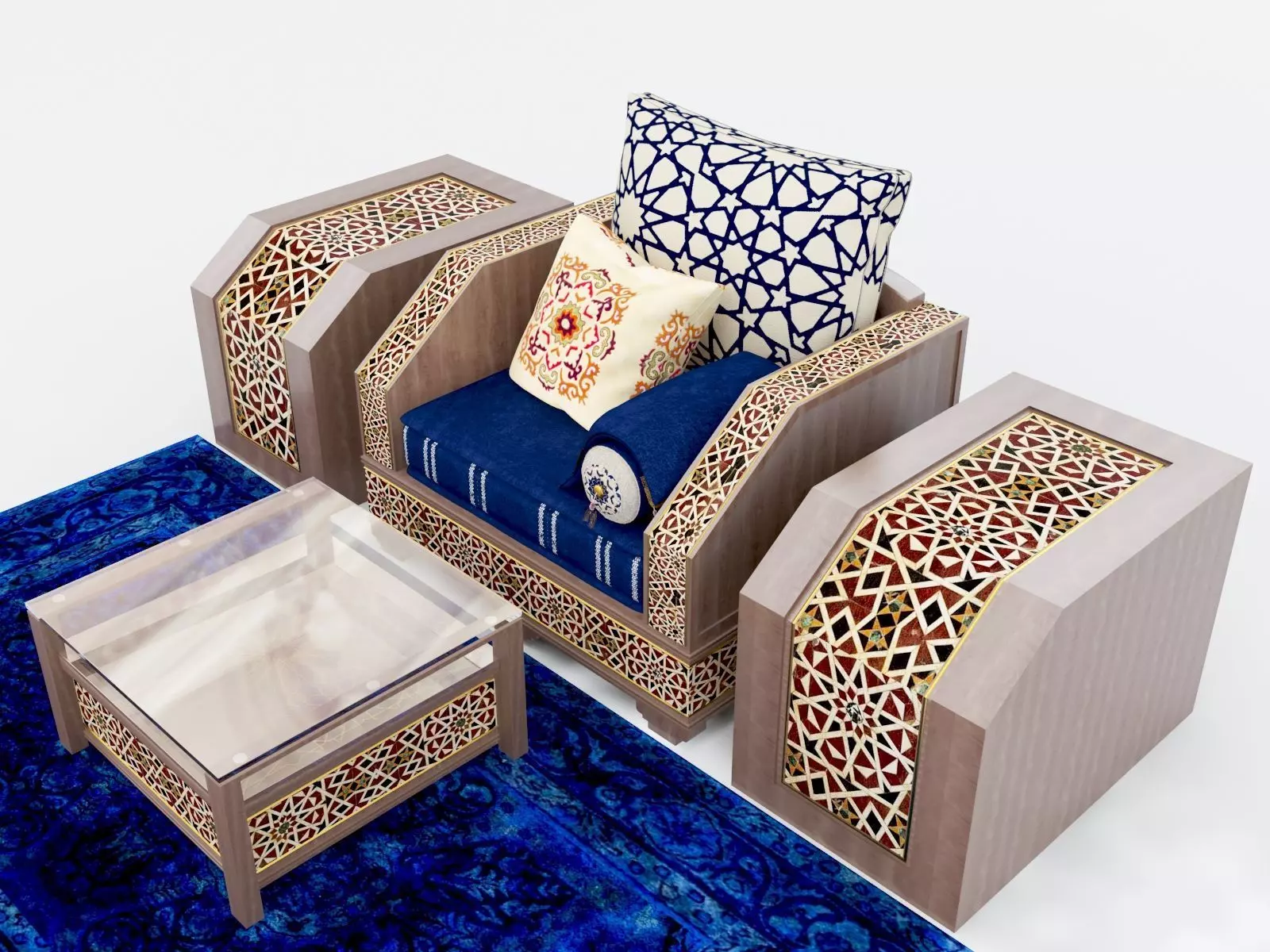 Moroccan Sofa with Tables and Carpet 01  3D model_0