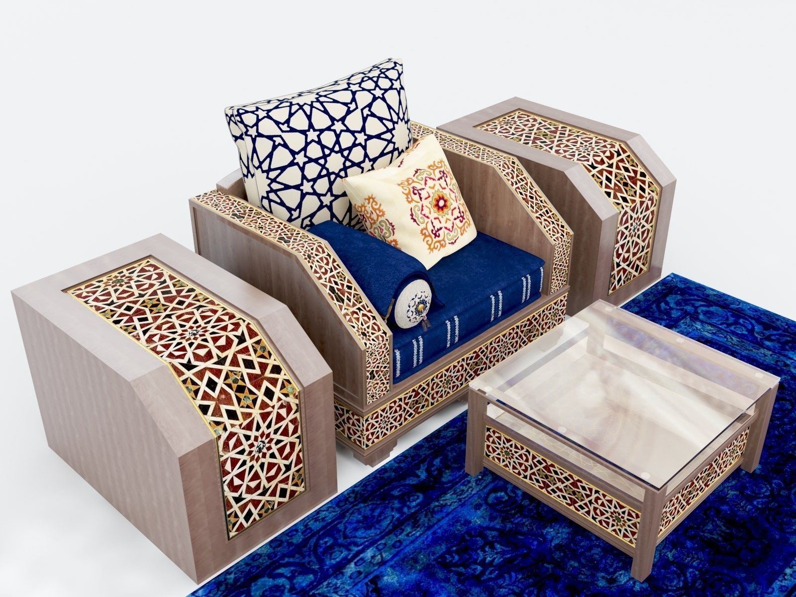 Moroccan Sofa with Tables and Carpet 01  3D model_2