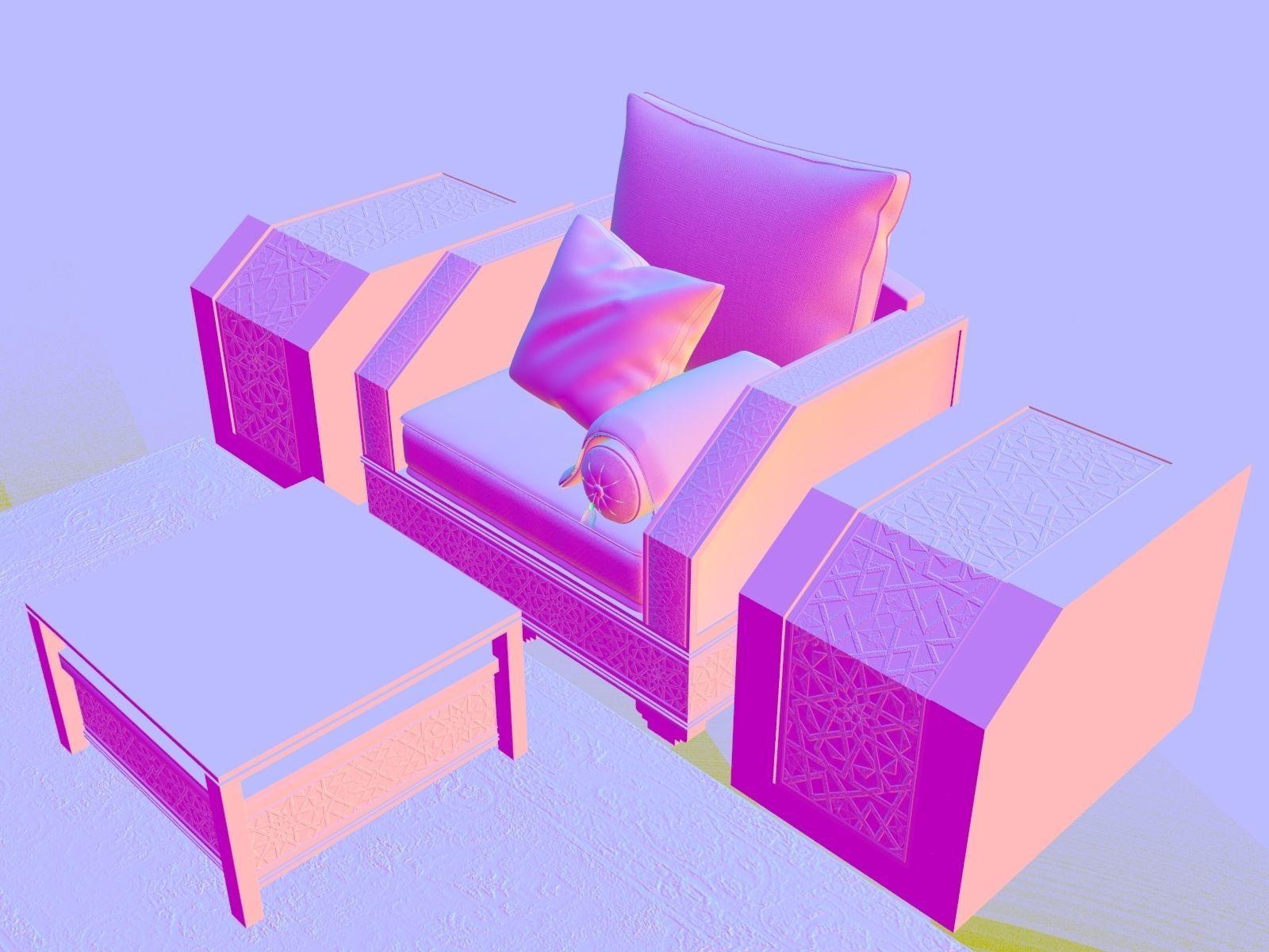 Moroccan Sofa with Tables and Carpet 01  3D model_15