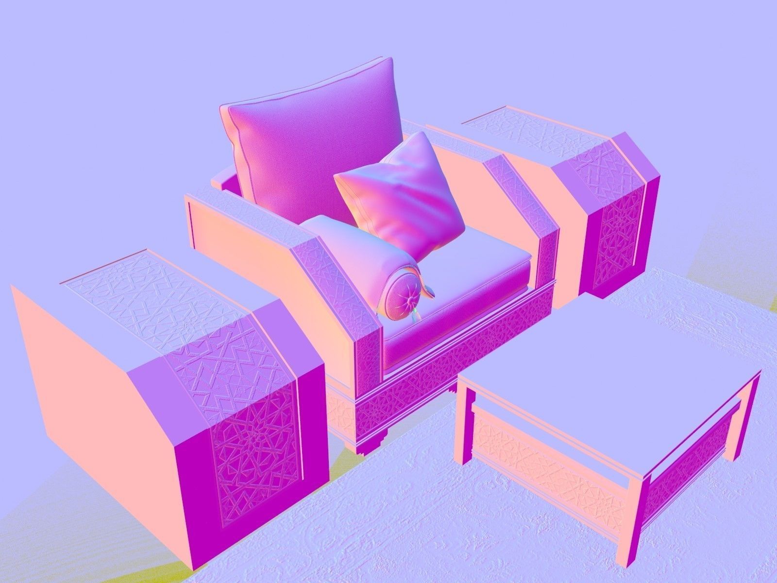 Moroccan Sofa with Tables and Carpet 01  3D model_16