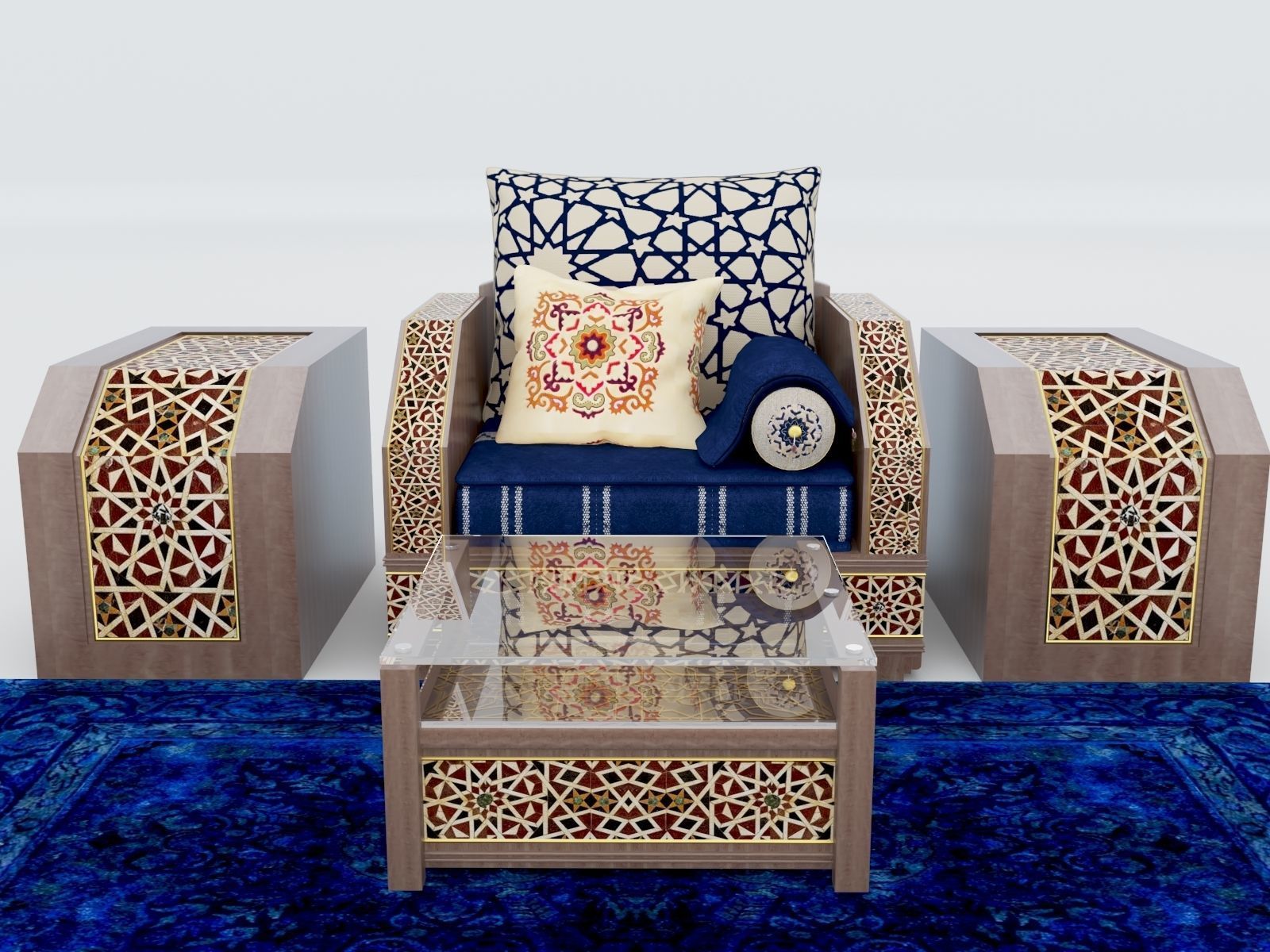 Moroccan Sofa with Tables and Carpet 01  3D model_3