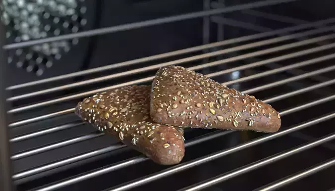 Multigrain Triangle Bread Roll Photoscan Low-poly 3D model