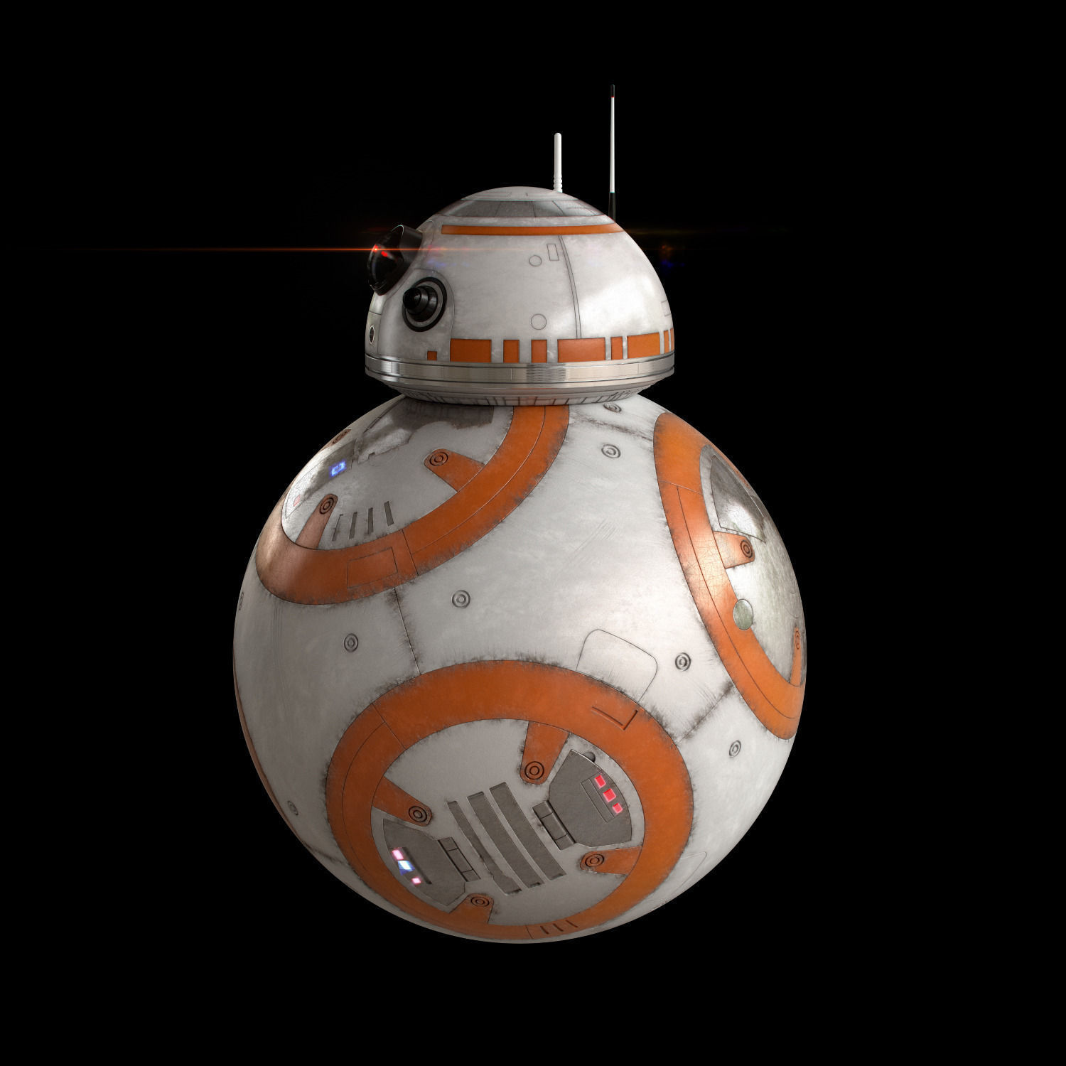 BB-8 Star Wars Droid Simple Rigged 3D model_4