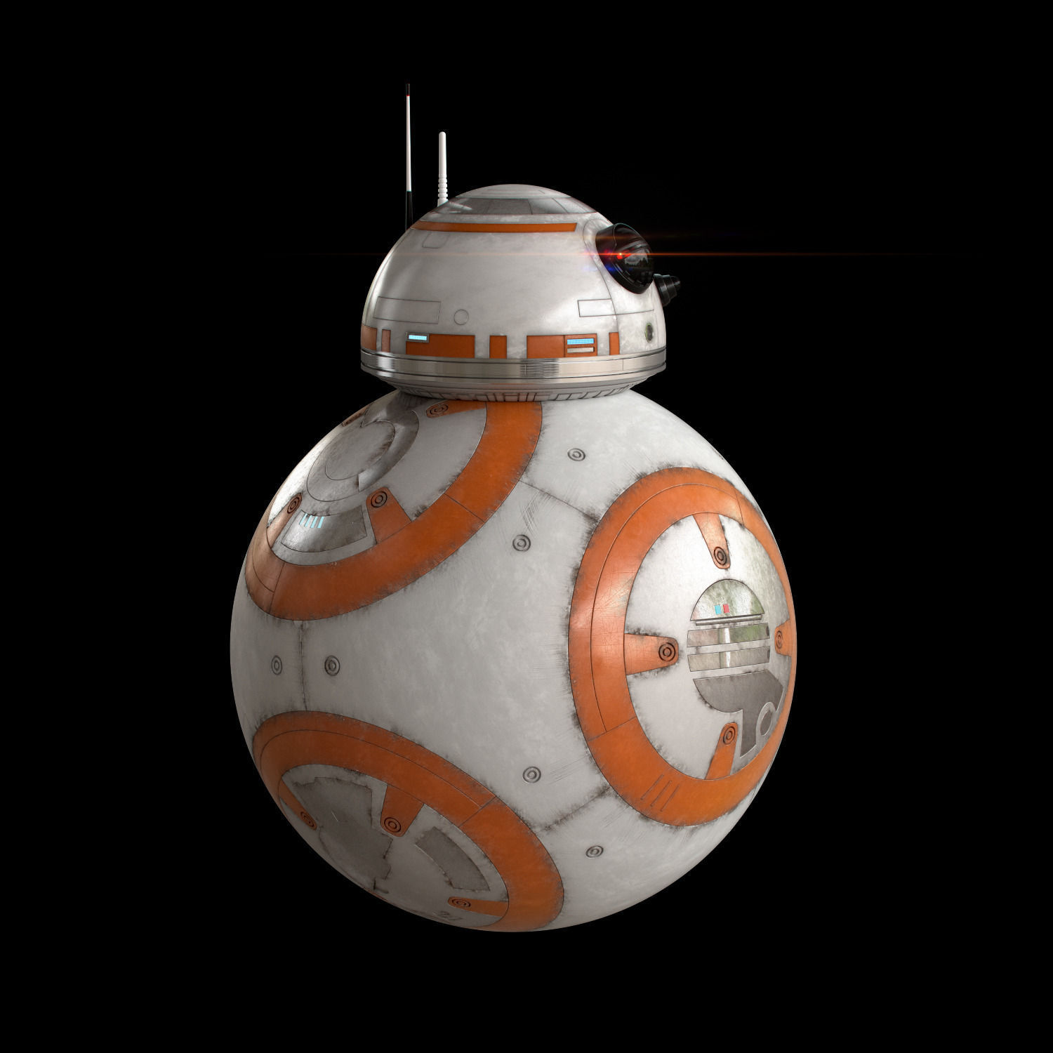BB-8 Star Wars Droid Simple Rigged 3D model_3
