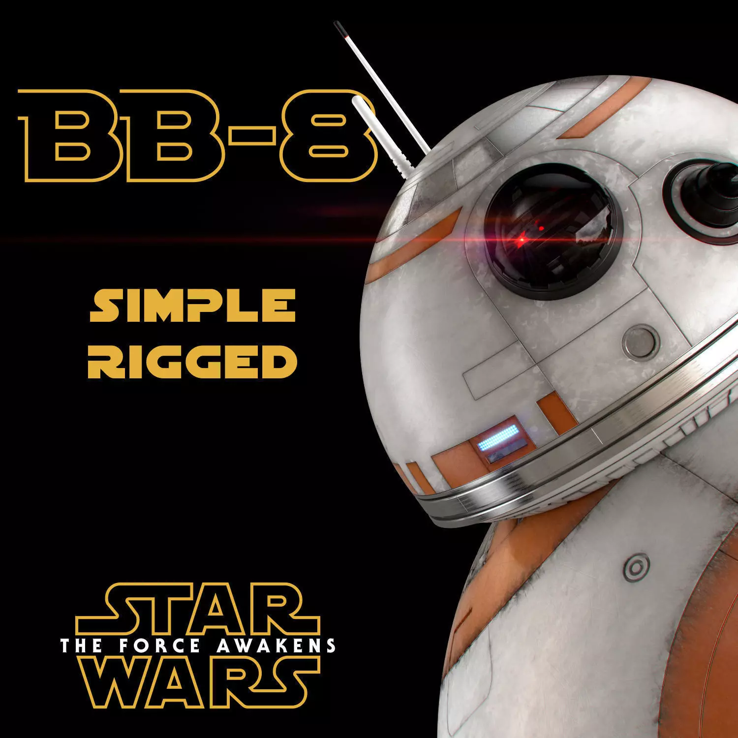 BB-8 Star Wars Droid Simple Rigged 3D model_0