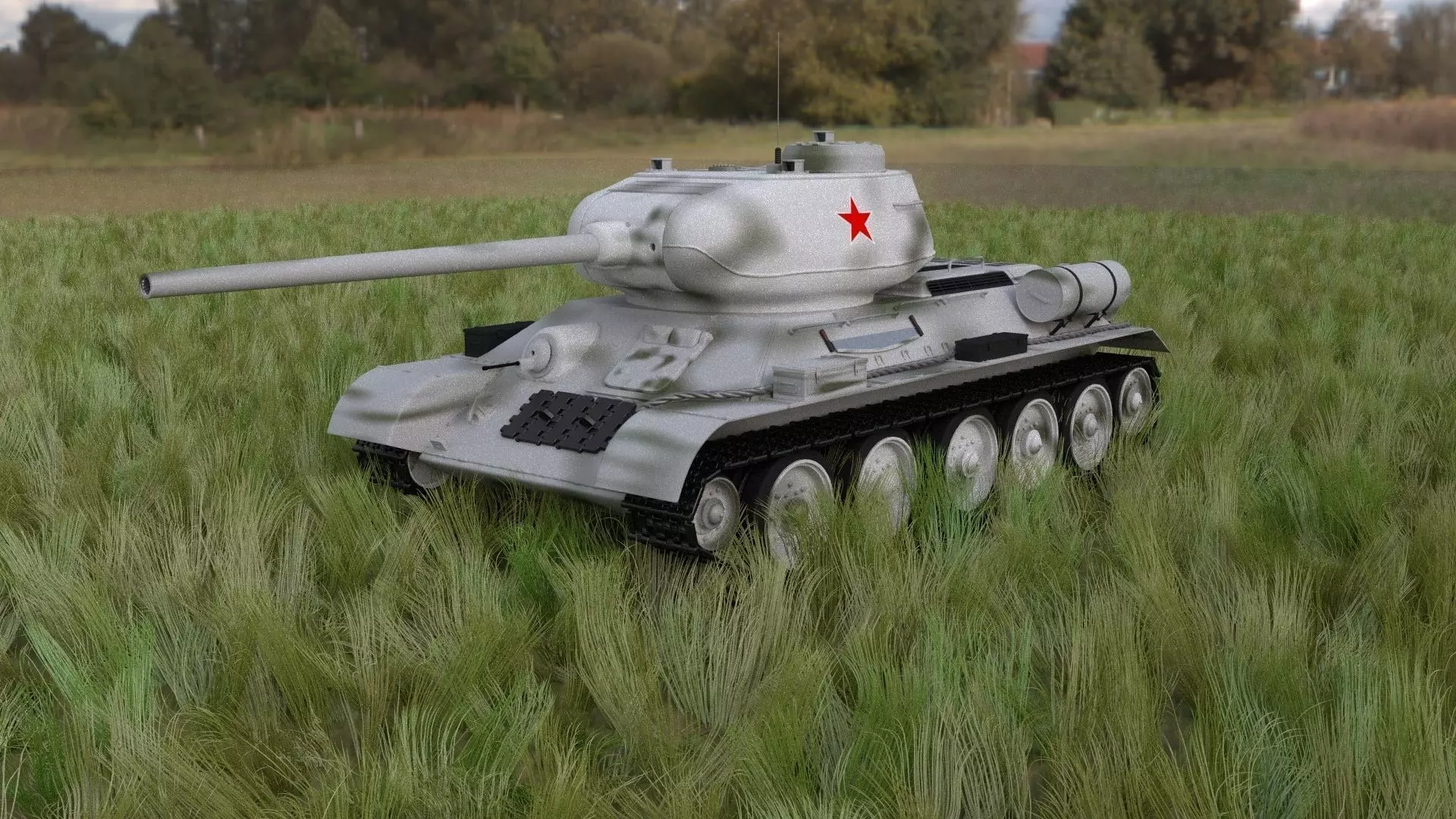 T-34 85 Tank HDRI winter camo 3D model