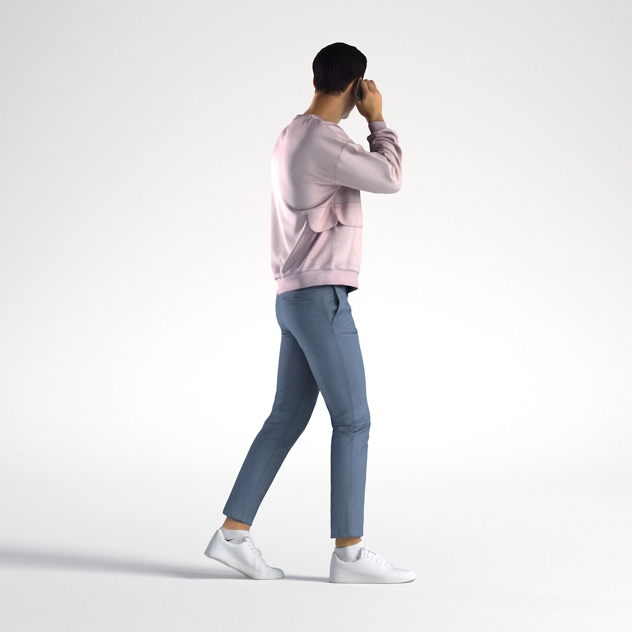 Man Casual Outfit Walking with Phone Low poly Ivan 1304 Free 3D model_3