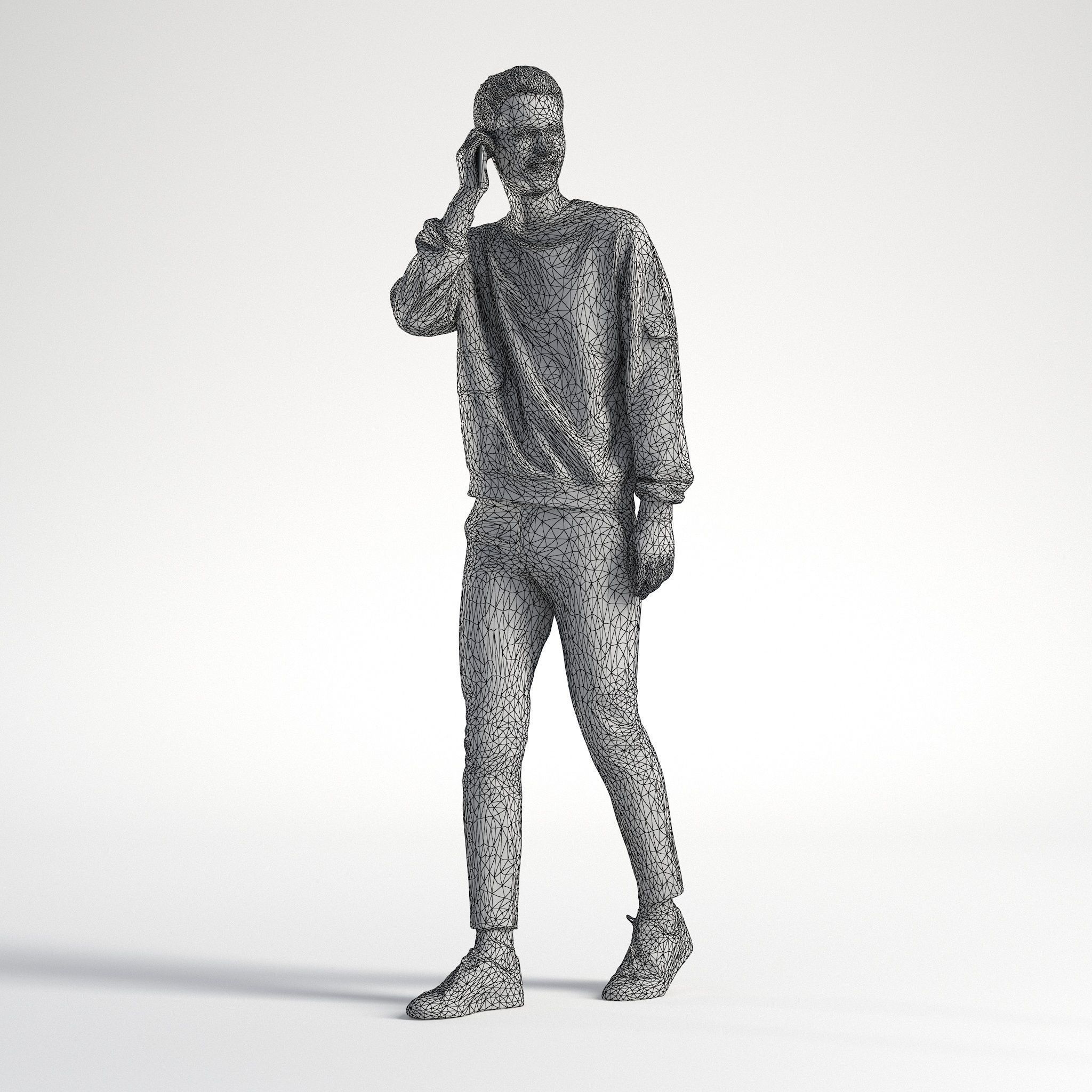 Man Casual Outfit Walking with Phone Low poly Ivan 1304 Free 3D model_9