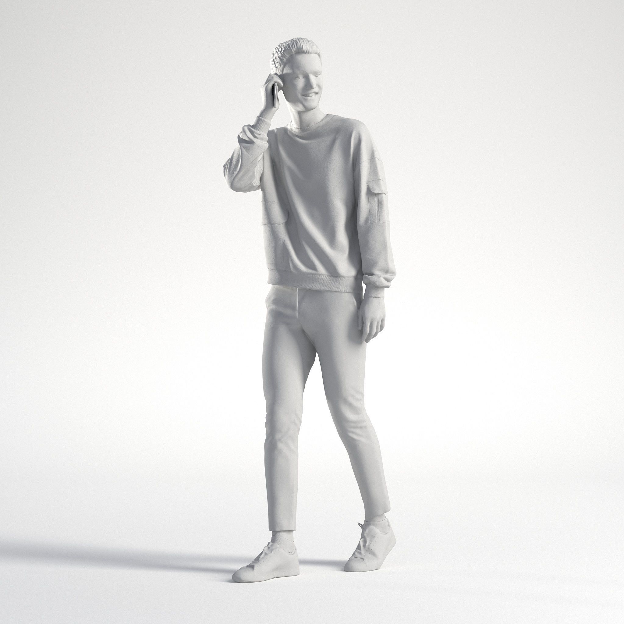 Man Casual Outfit Walking with Phone Low poly Ivan 1304 Free 3D model_8