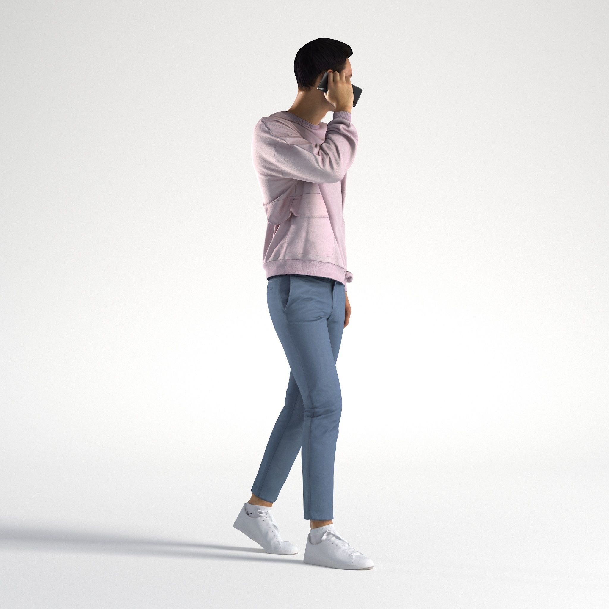 Man Casual Outfit Walking with Phone Low poly Ivan 1304 Free 3D model_2