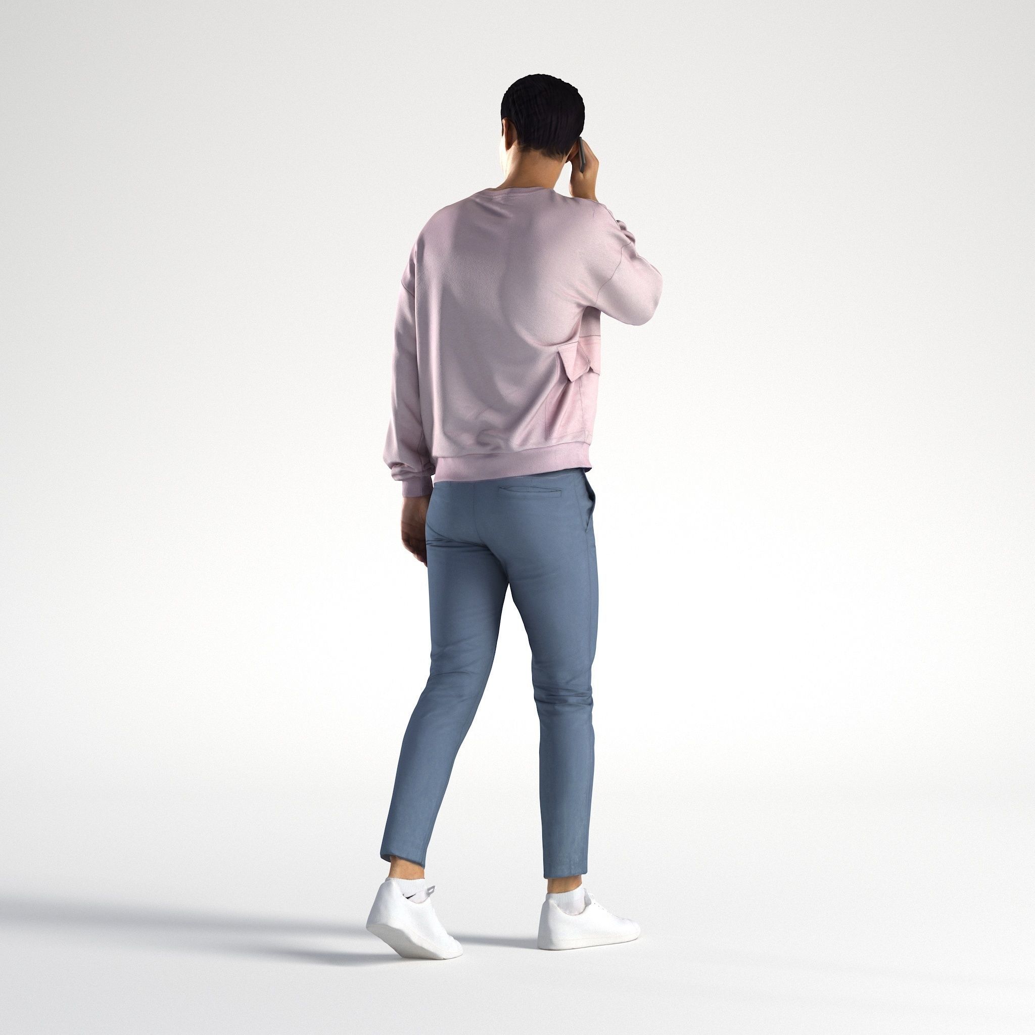 Man Casual Outfit Walking with Phone Low poly Ivan 1304 Free 3D model_4