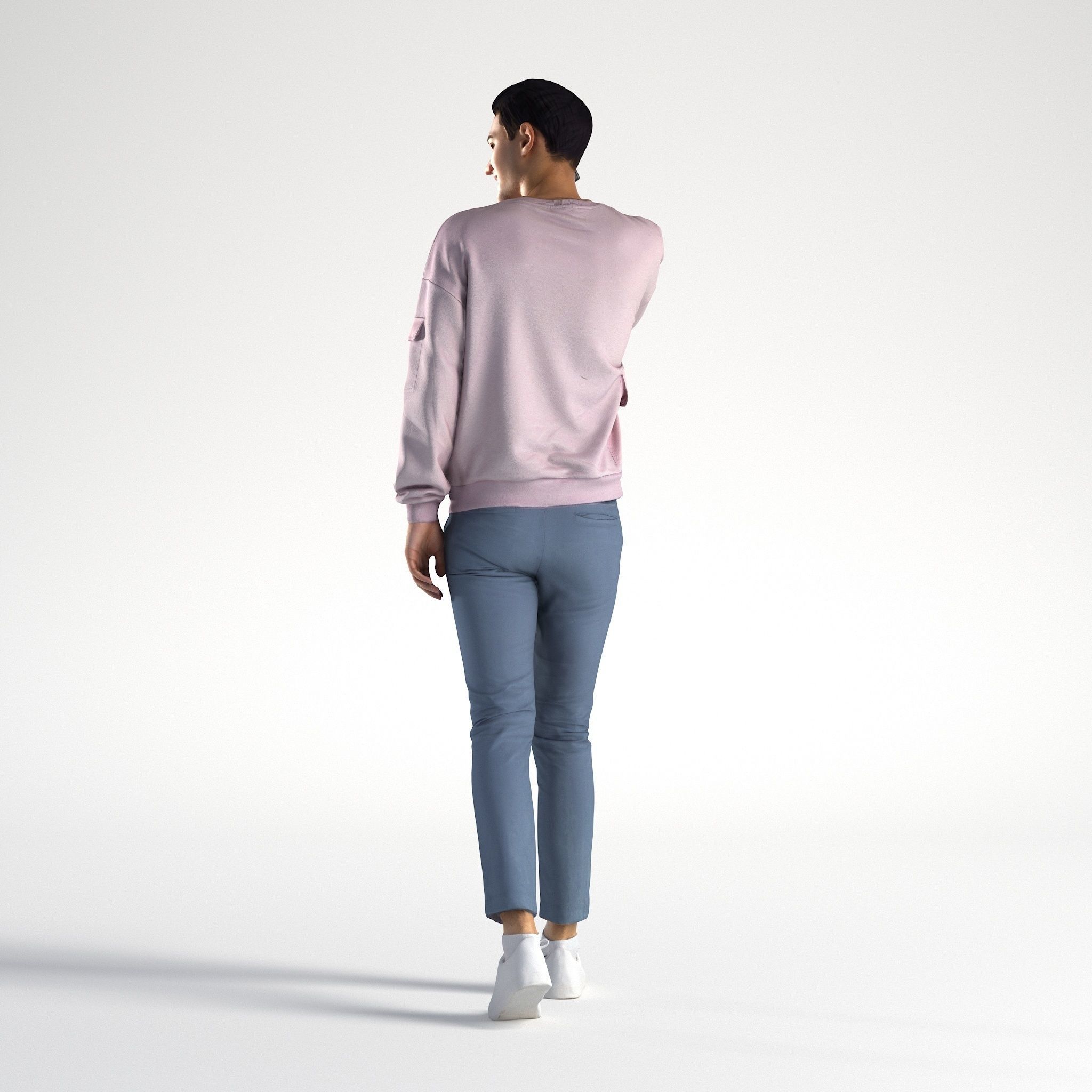 Man Casual Outfit Walking with Phone Low poly Ivan 1304 Free 3D model_5