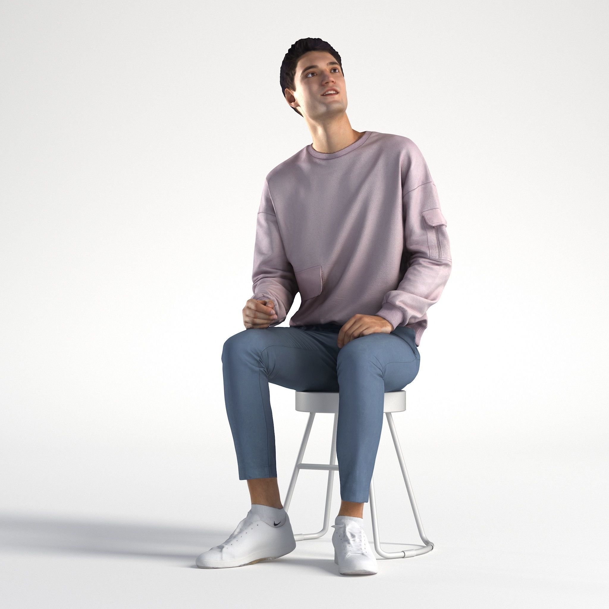 Man Casual Outfit Sitting Low poly Ivan 1308 3D model_7