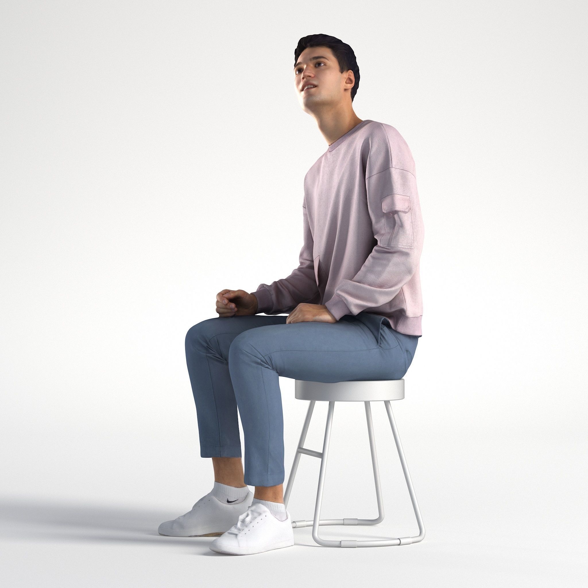 Man Casual Outfit Sitting Low poly Ivan 1308 3D model_6