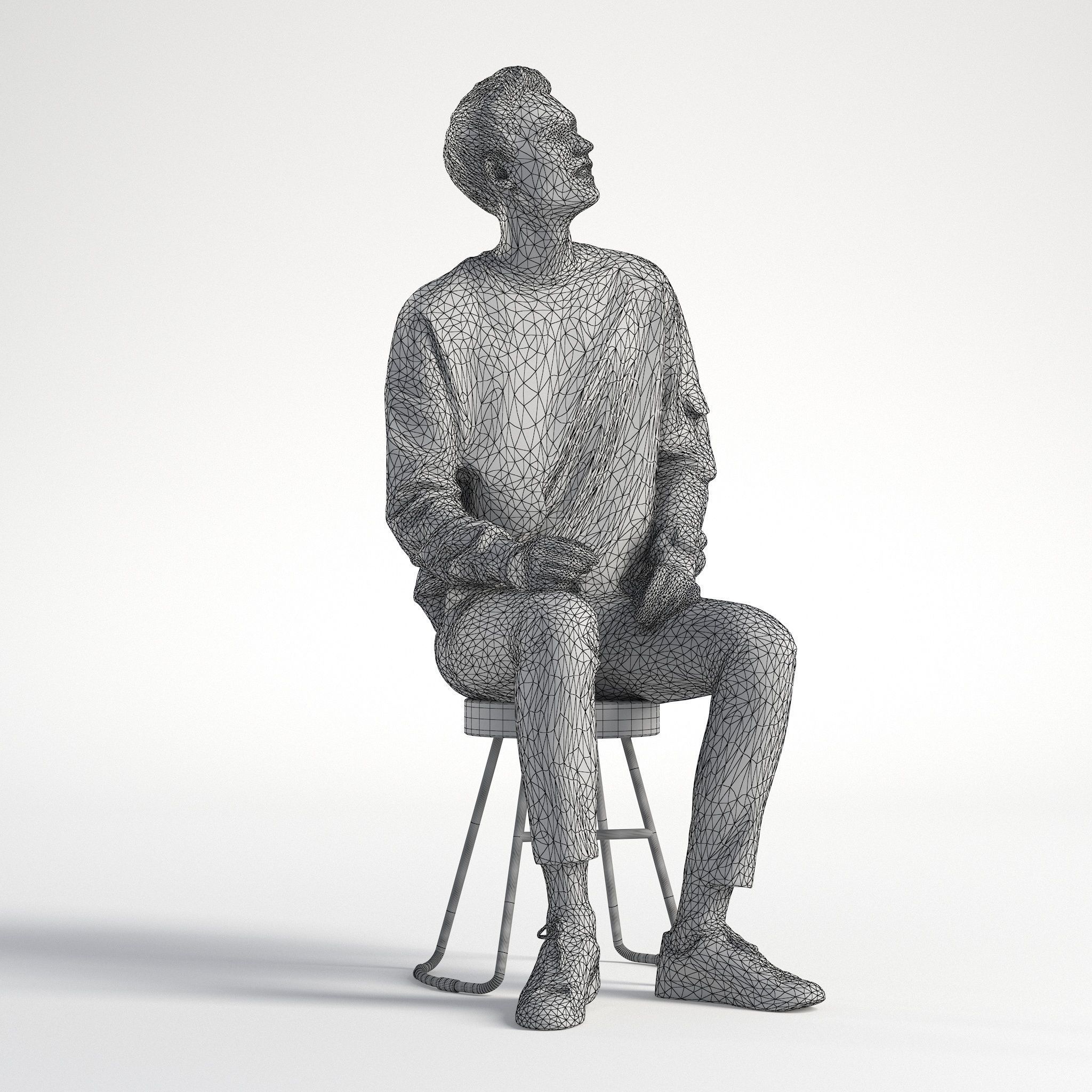 Man Casual Outfit Sitting Low poly Ivan 1308 3D model_9