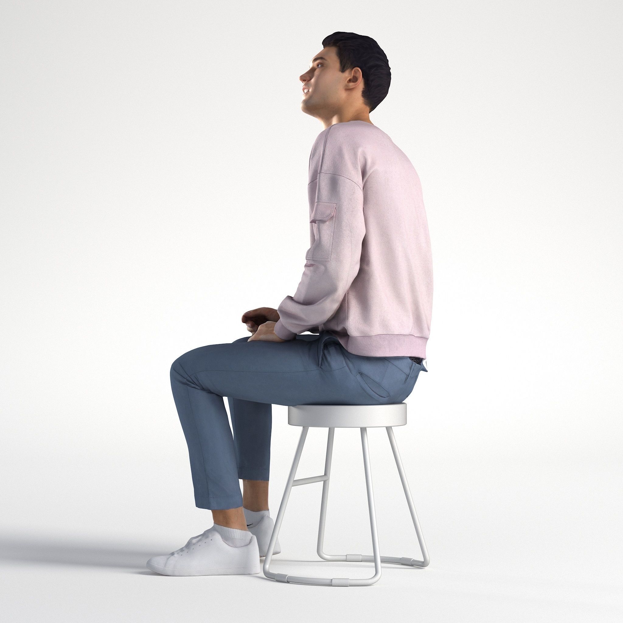 Man Casual Outfit Sitting Low poly Ivan 1308 3D model_5