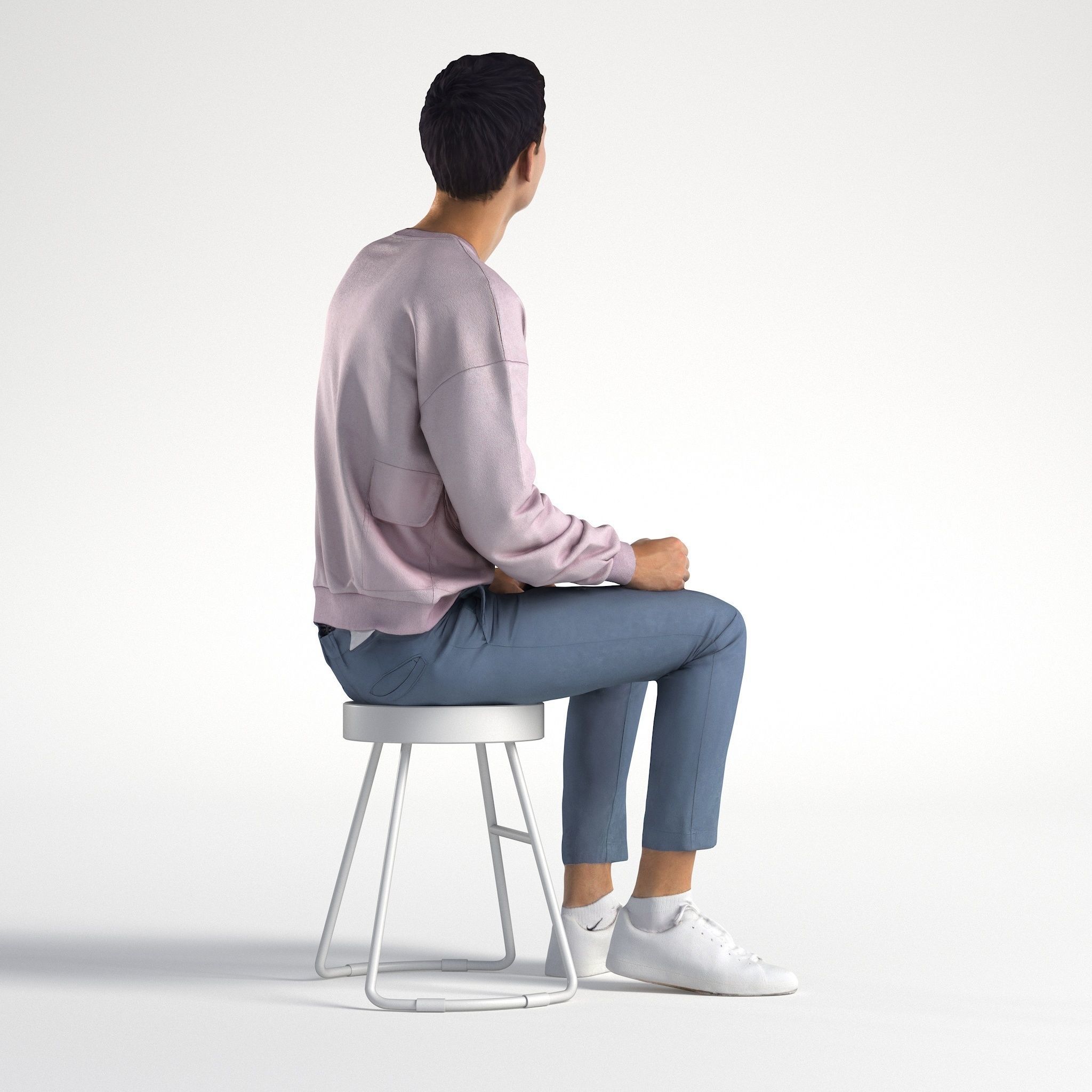 Man Casual Outfit Sitting Low poly Ivan 1308 3D model_2
