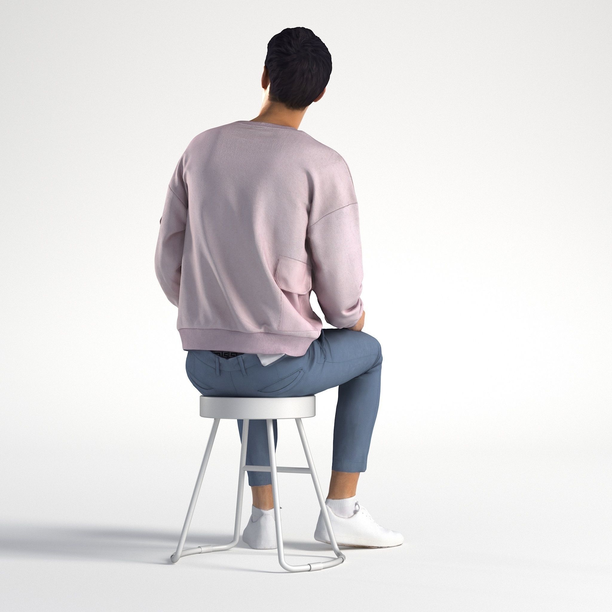 Man Casual Outfit Sitting Low poly Ivan 1308 3D model_3