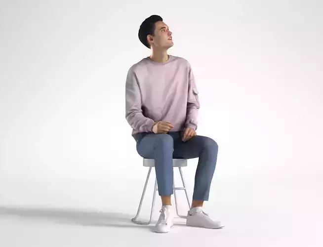 Man Casual Outfit Sitting Low poly Ivan 1308