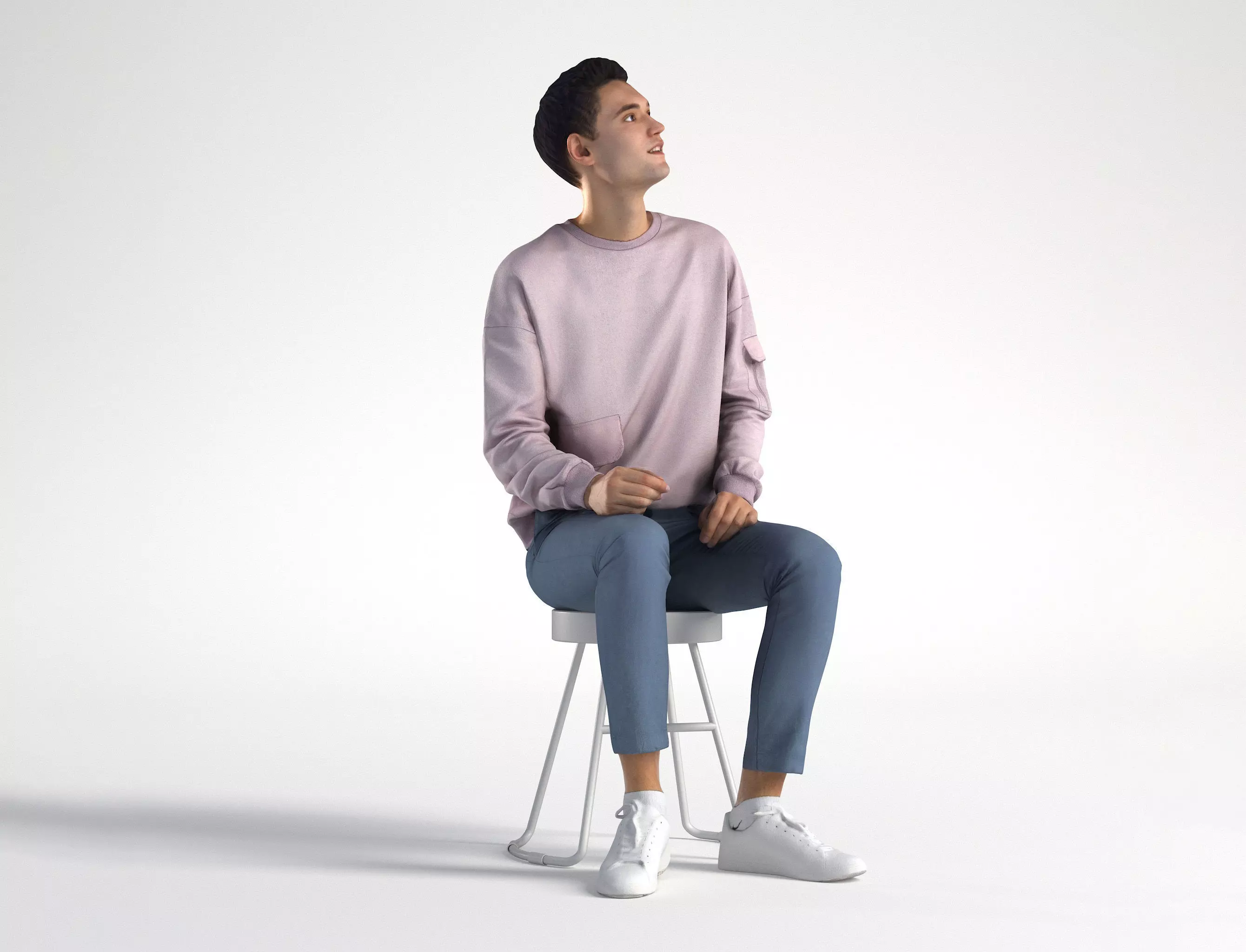 Man Casual Outfit Sitting Low poly Ivan 1308 3D model_0