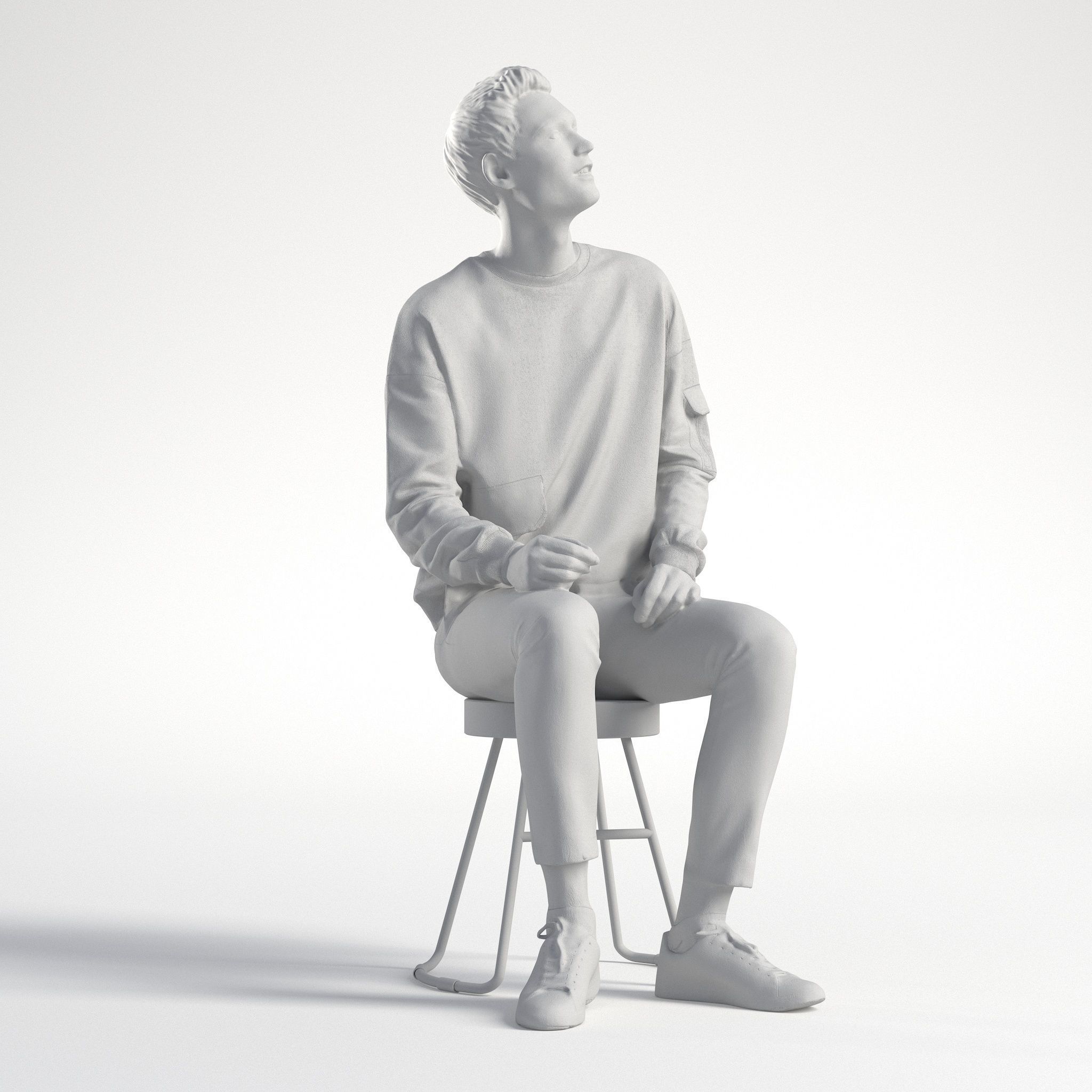 Man Casual Outfit Sitting Low poly Ivan 1308 3D model_8
