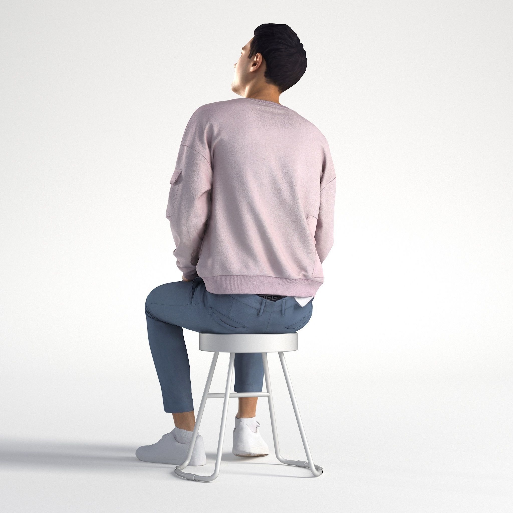 Man Casual Outfit Sitting Low poly Ivan 1308 3D model_4