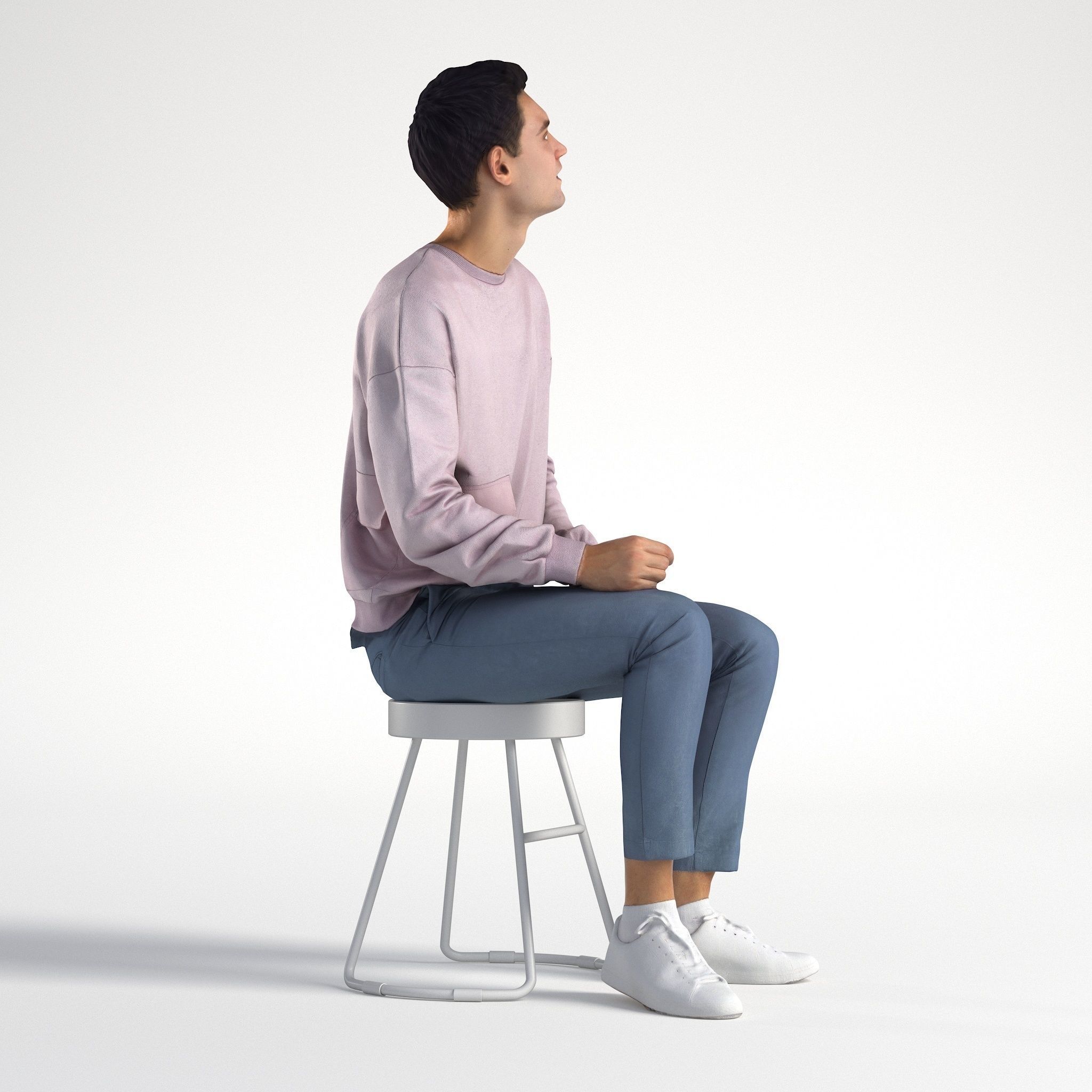 Man Casual Outfit Sitting Low poly Ivan 1308 3D model_1