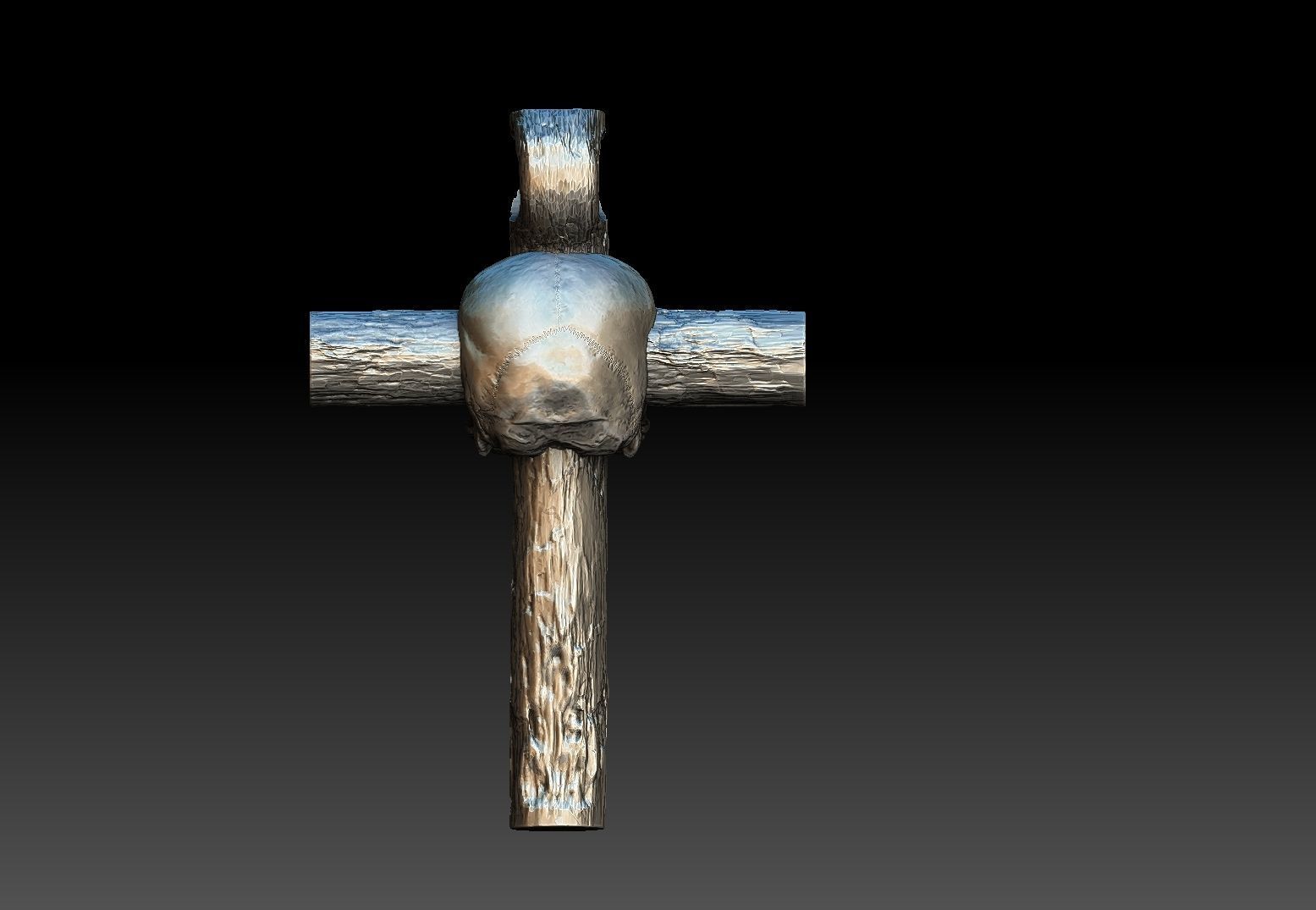 Cross skull pendant 3D print model_4